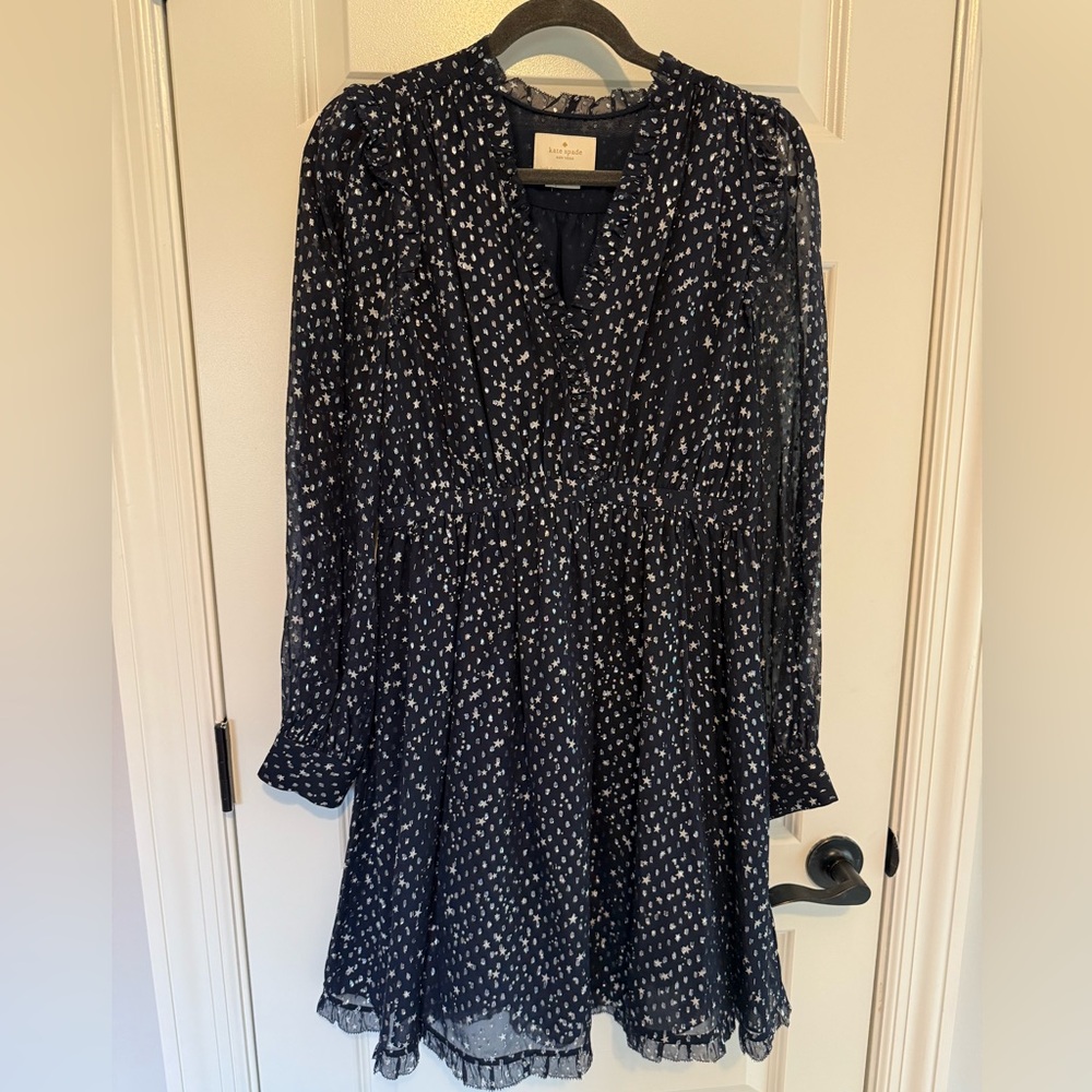 Kate Spade Midnight Blue and Silver Patterned Star ⭐️ Dress